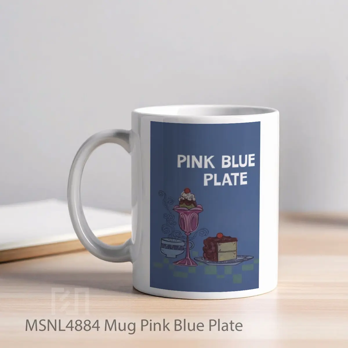 Mug Pink Blue Plate Gelas Keramik Tema Film MSNL4884 - Tampak Kiri