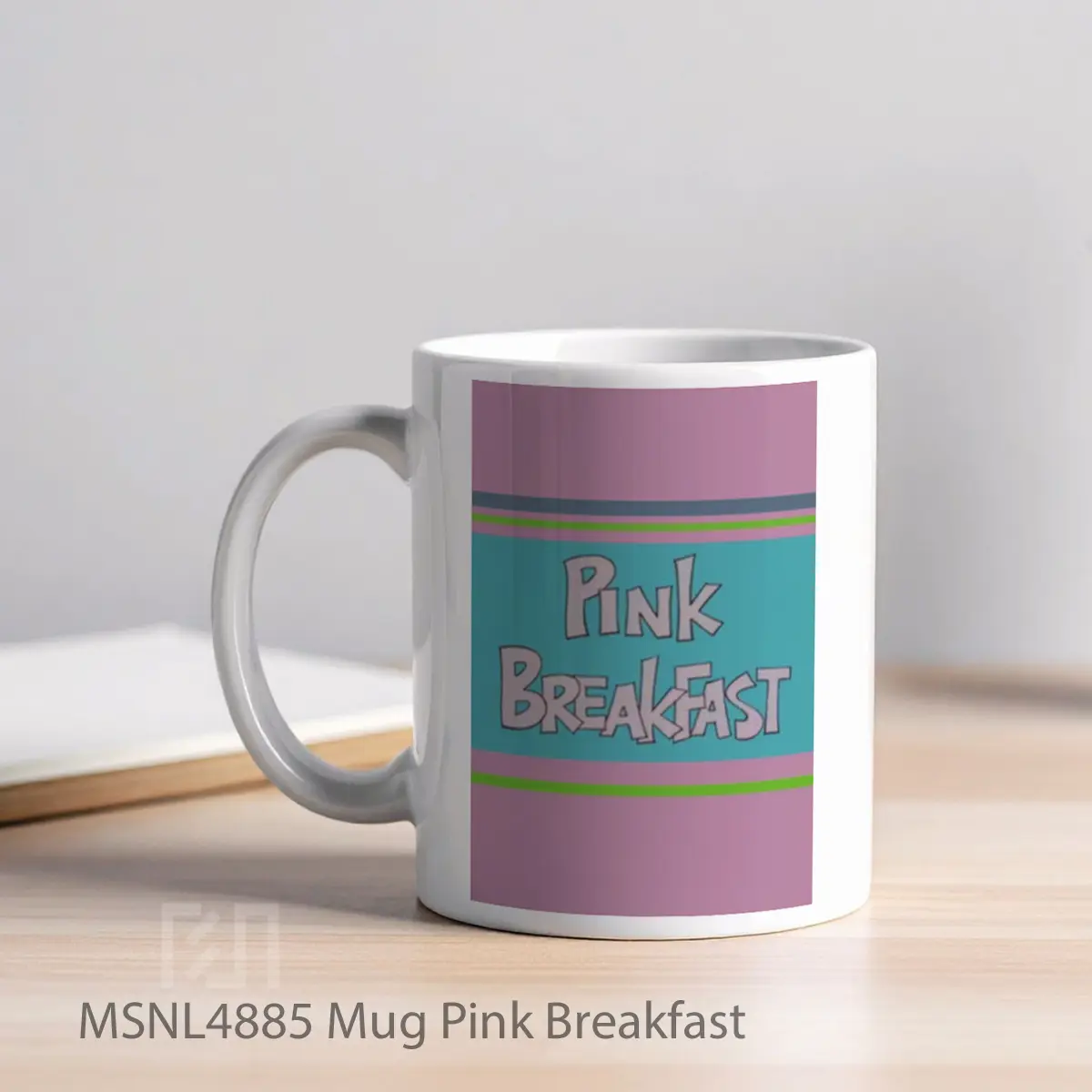 Mug Pink Breakfast Gelas Keramik Tema Film MSNL4885 - Tampak Kiri