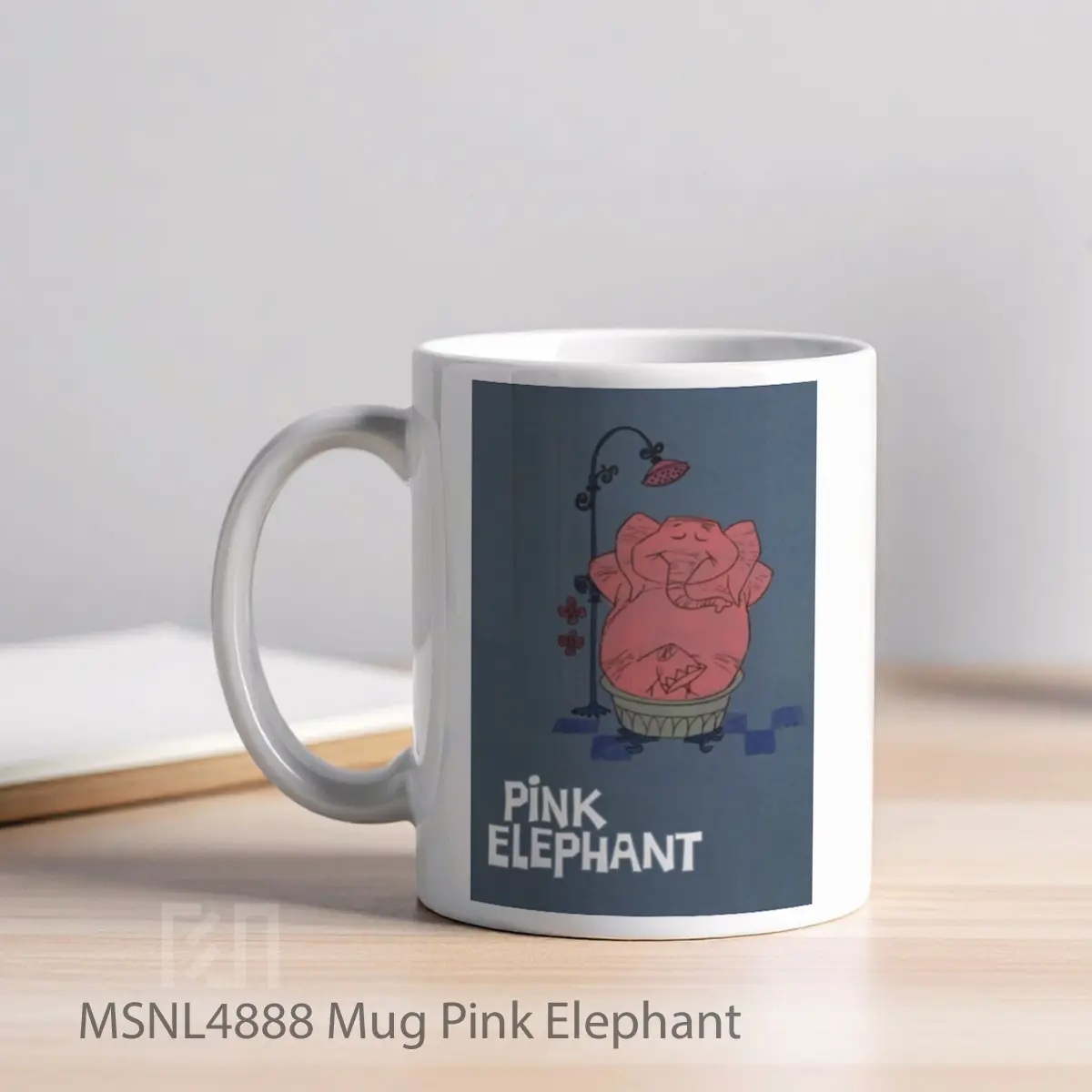 Mug Pink Elephant Gelas Keramik Tema Film MSNL4888 - Tampak Kiri
