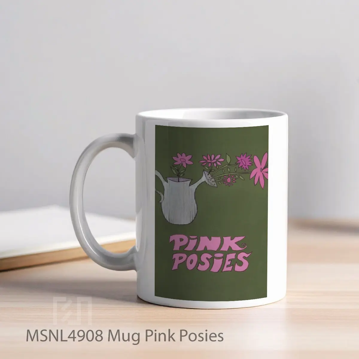 Mug Pink Posies Gelas Keramik Tema Film MSNL4908 - Tampak Kiri