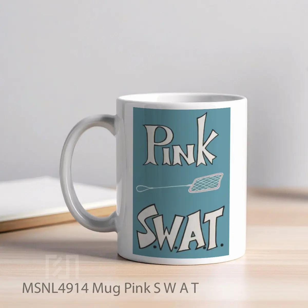 Mug Pink S W A T Gelas Keramik Tema Film MSNL4914 - Tampak Kiri