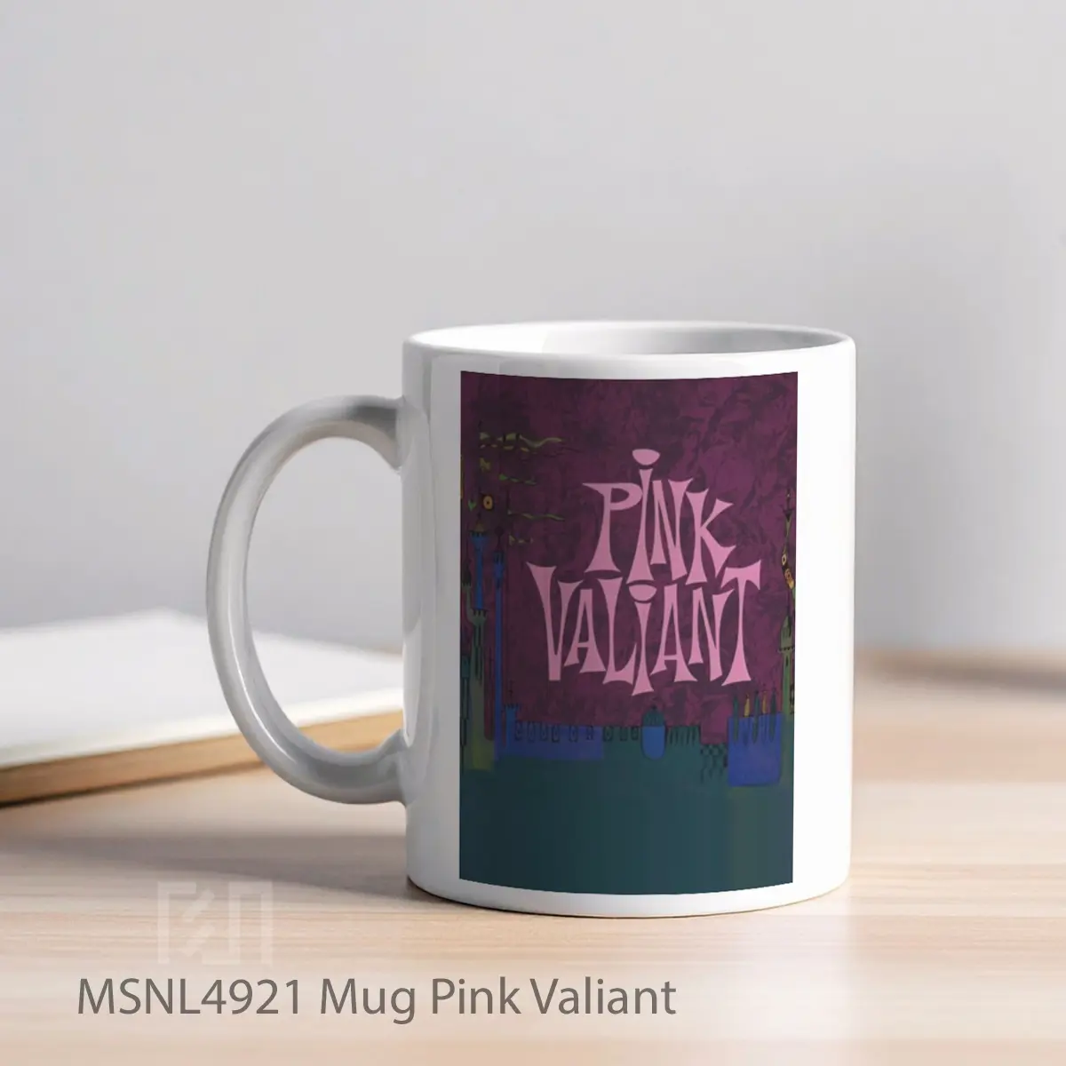 Mug Pink Valiant Gelas Keramik Tema Film MSNL4921 - Tampak Kiri