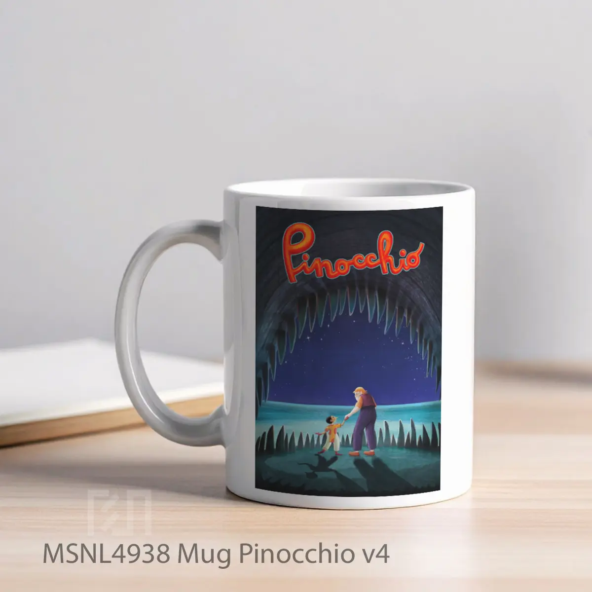 Mug Pinocchio V4 Gelas Keramik Tema Film MSNL4938 - Tampak Kiri