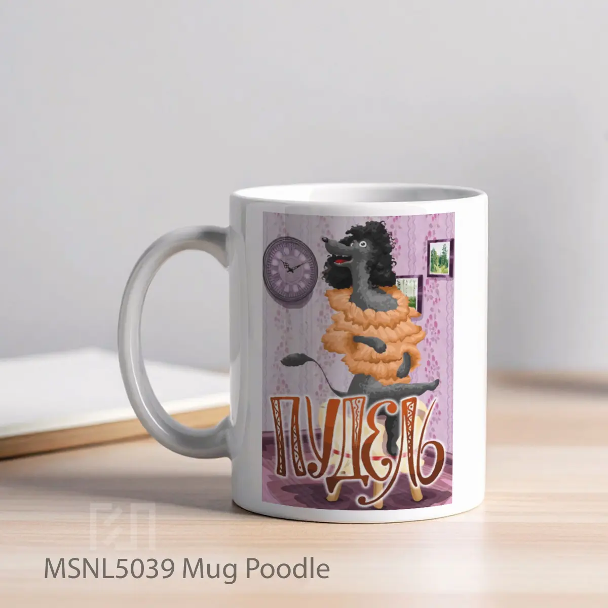 Mug Poodle Gelas Keramik Tema Film MSNL5039 - Tampak Kiri