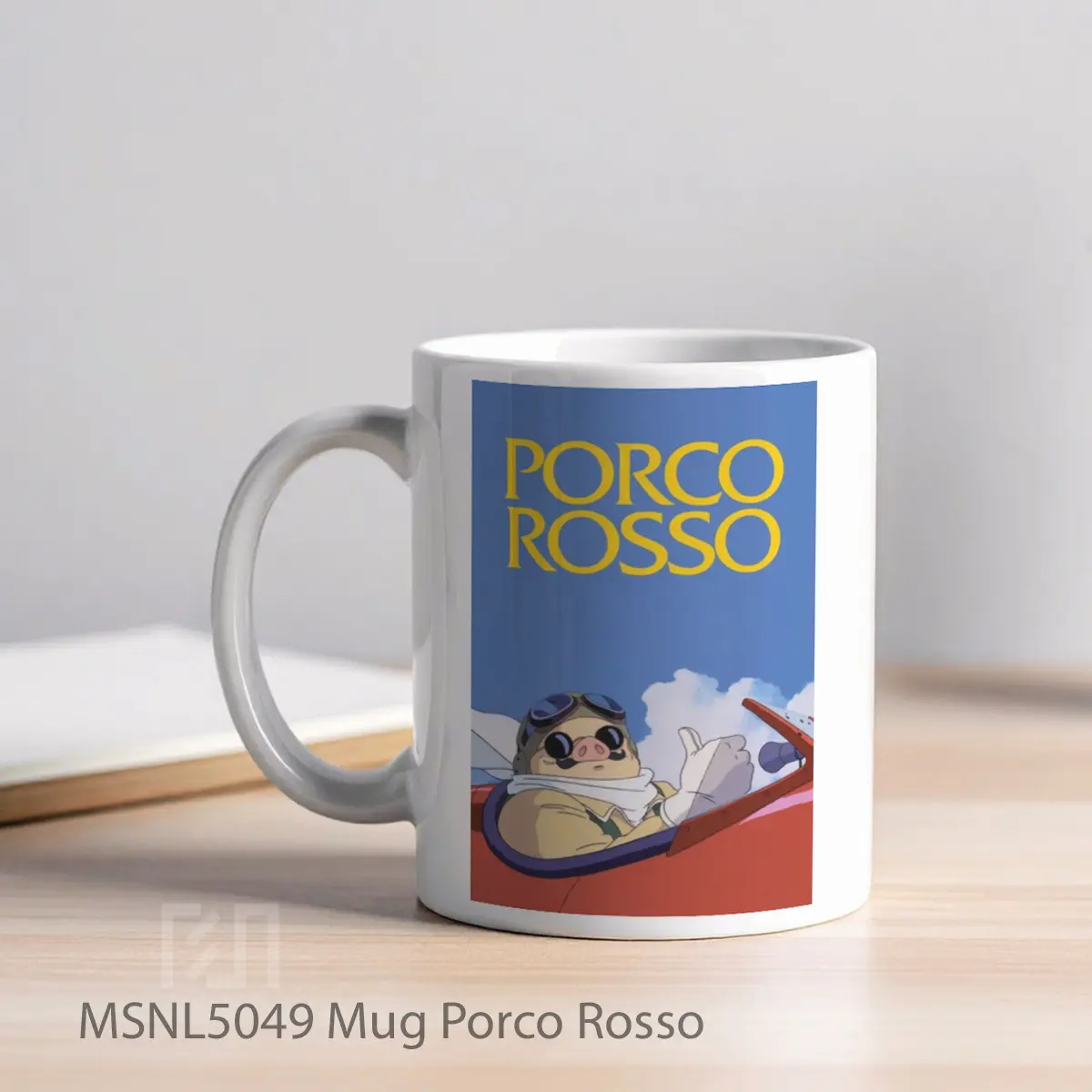 Mug Porco Rosso Gelas Keramik Tema Film MSNL5049 - Tampak Kiri