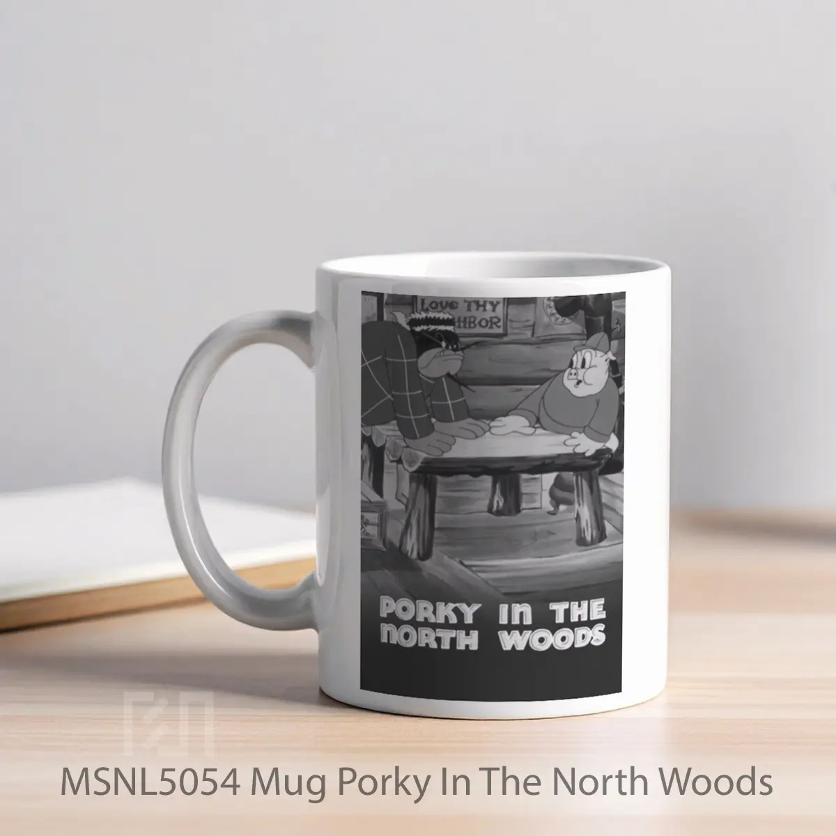 Mug Porky In The North Woods Gelas Keramik Tema Film MSNL5054 - Tampak Kiri