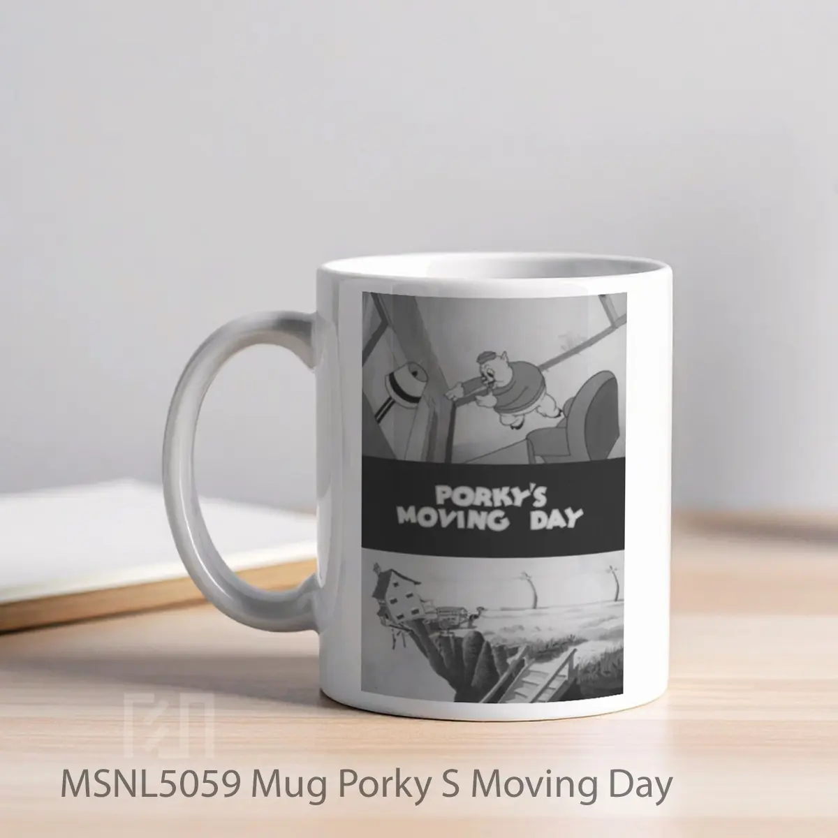 Mug Porky S Moving Day Gelas Keramik Tema Film MSNL5059 - Tampak Kiri