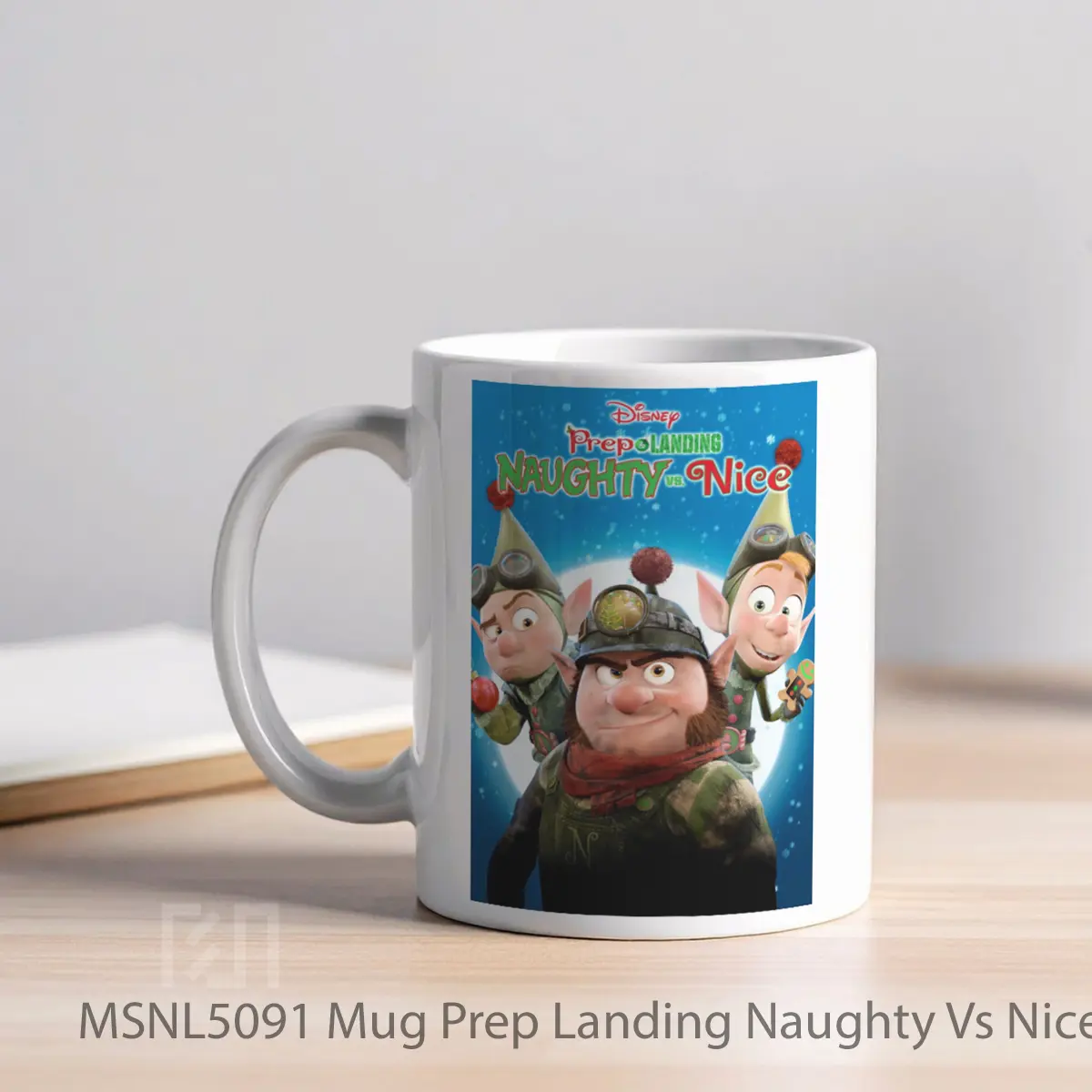 Mug Prep Landing Naughty Vs Nice Gelas Keramik Tema Film MSNL5091 - Tampak Kiri