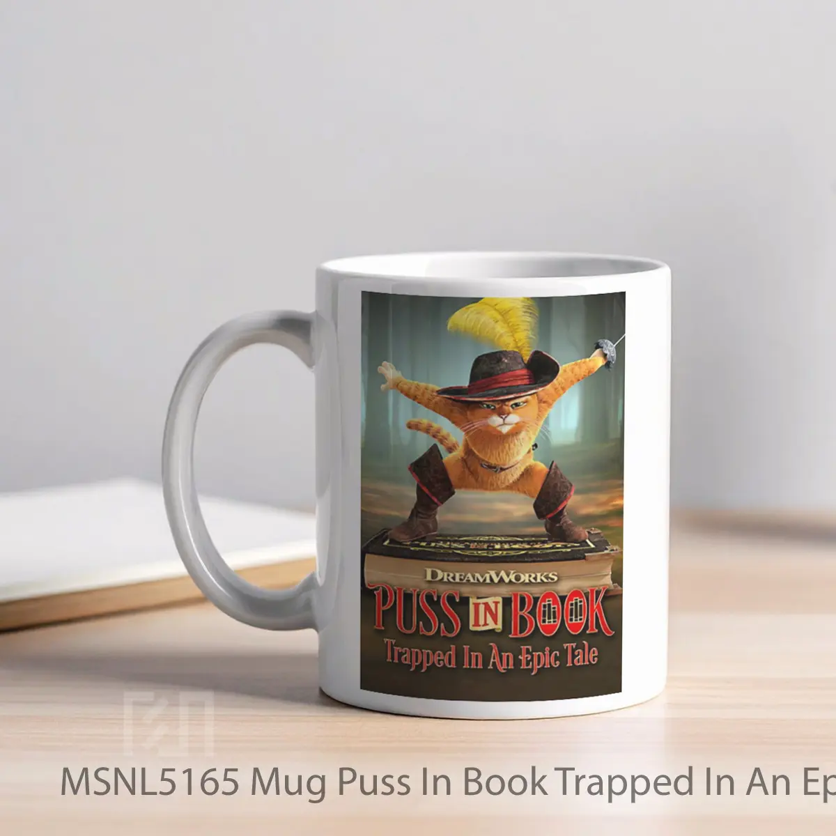 Mug Puss In Book Trapped In An Epic Tale Gelas Keramik Tema Film MSNL5165 - Tampak Kiri