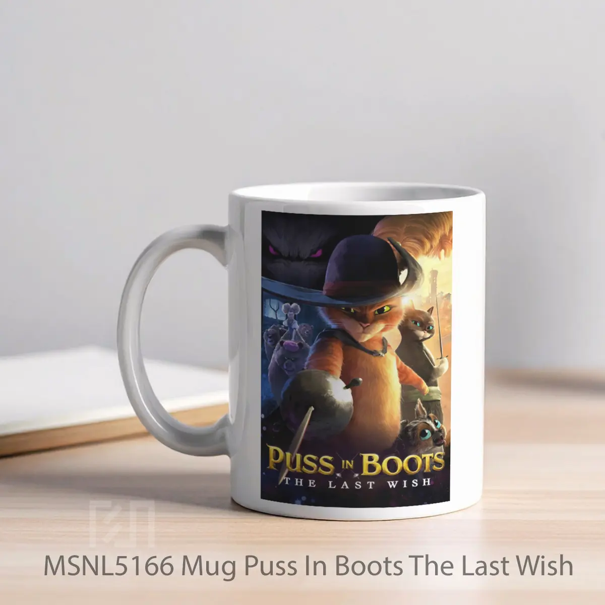 Mug Puss In Boots The Last Wish Gelas Keramik Tema Film MSNL5166 - Tampak Kiri