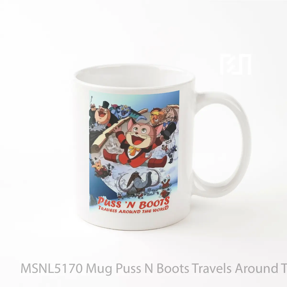 Mug Puss N Boots Travels Around The World Gelas Keramik Tema Film MSNL5170