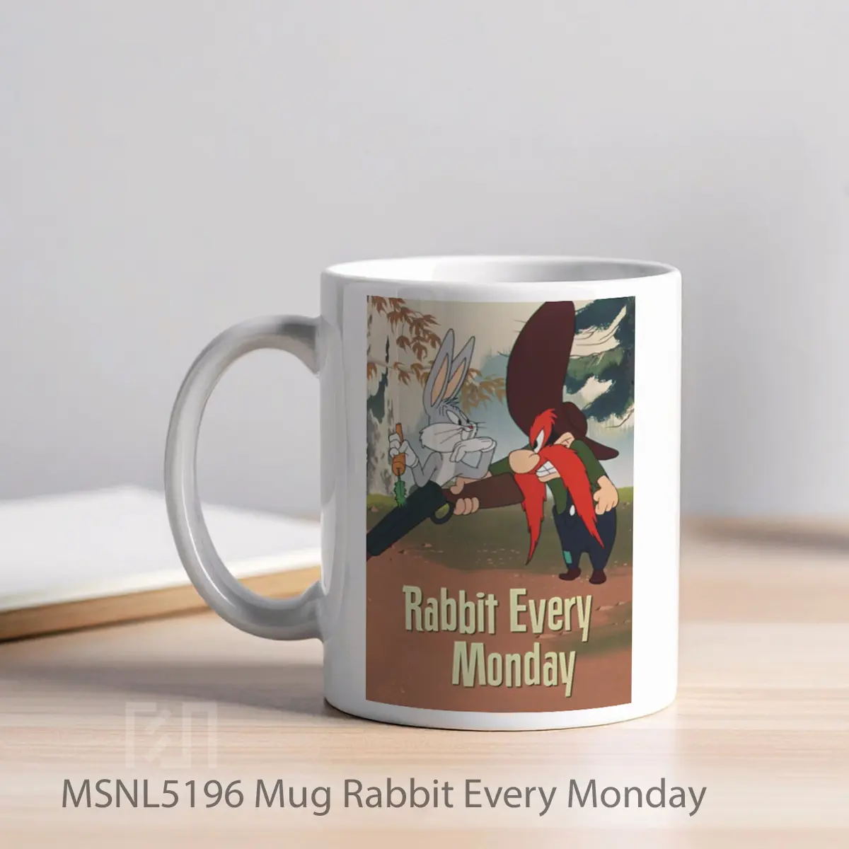 Mug Rabbit Every Monday Gelas Keramik Tema Film MSNL5196 - Tampak Kiri