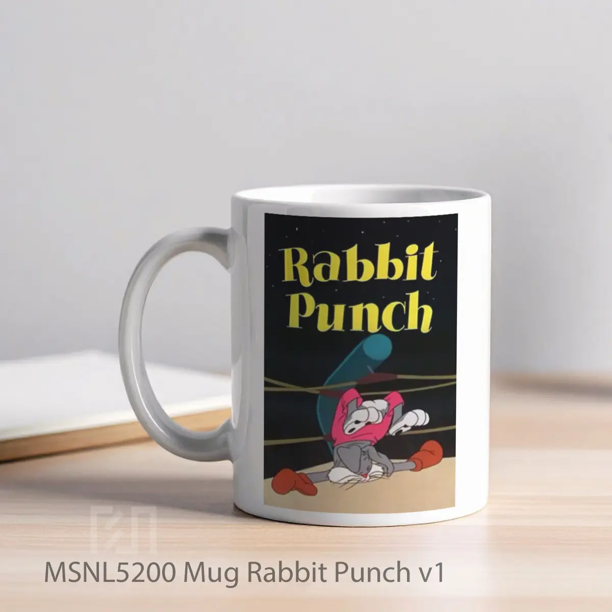 Mug Rabbit Punch V1 Gelas Keramik Tema Film MSNL5200 - Tampak Kiri