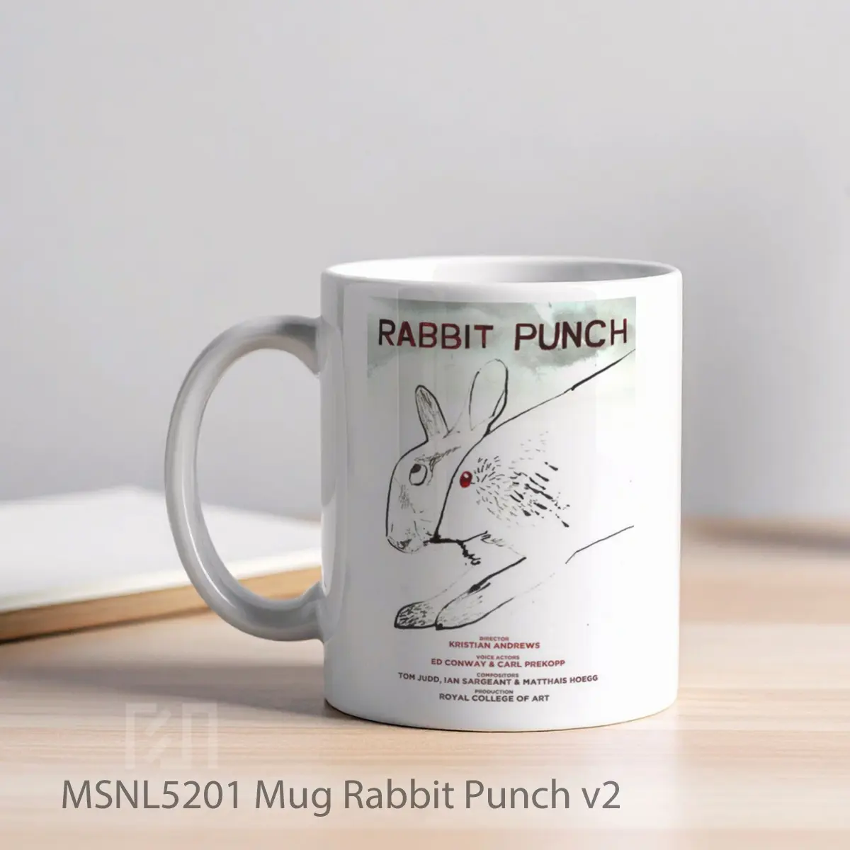Mug Rabbit Punch V2 Gelas Keramik Tema Film MSNL5201 - Tampak Kiri