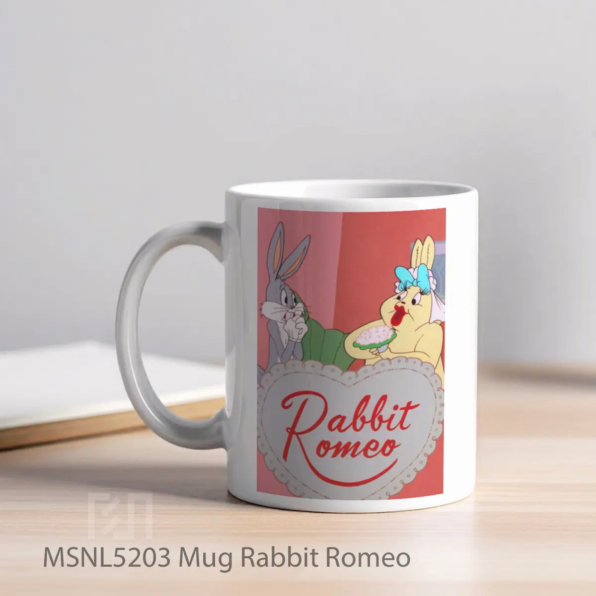 Mug Rabbit Romeo Gelas Keramik Tema Film MSNL5203 - Tampak Kiri