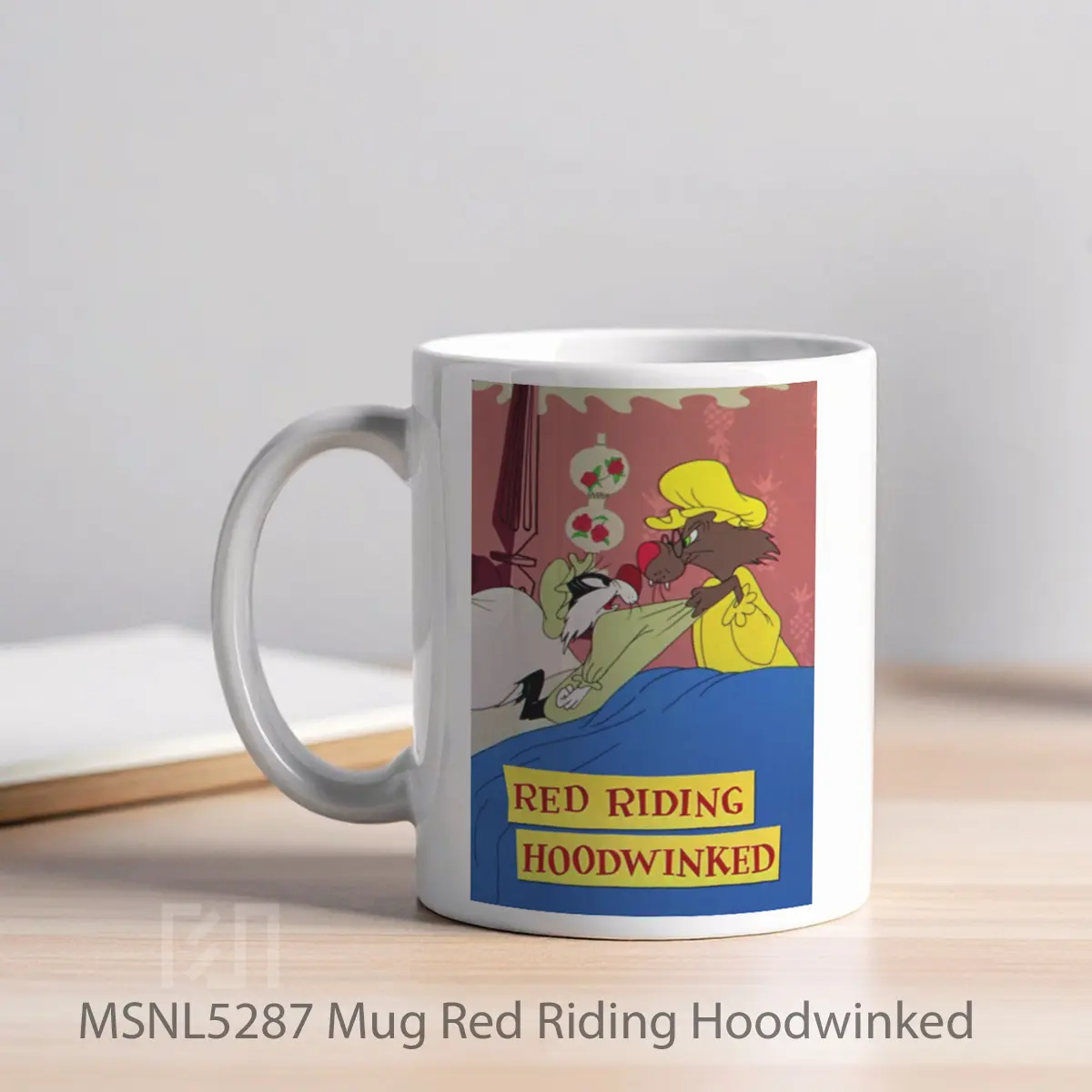 Mug Red Riding Hoodwinked Gelas Keramik Tema Film MSNL5287 - Tampak Kiri