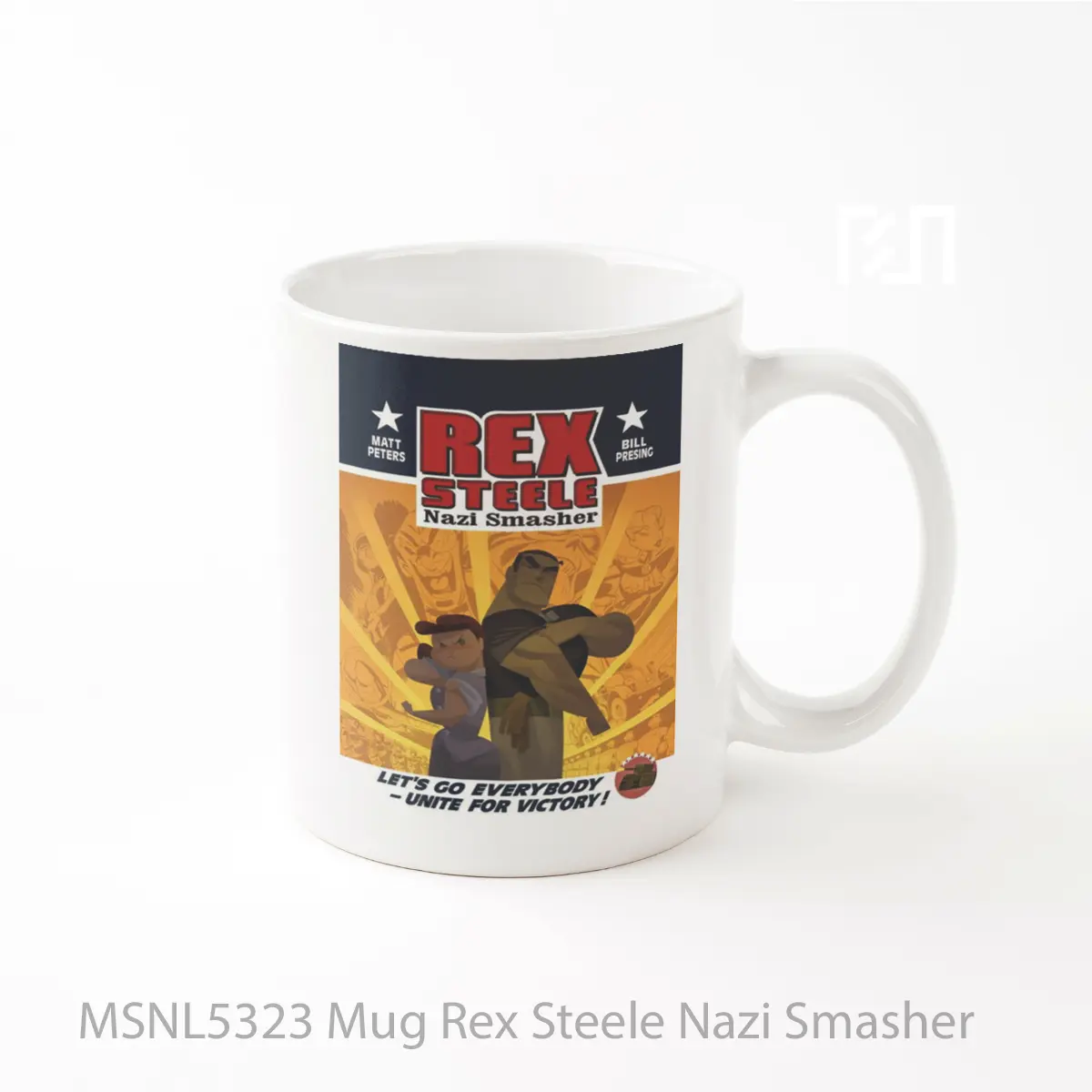 Mug Rex Steele Nazi Smasher Gelas Keramik Tema Film MSNL5323