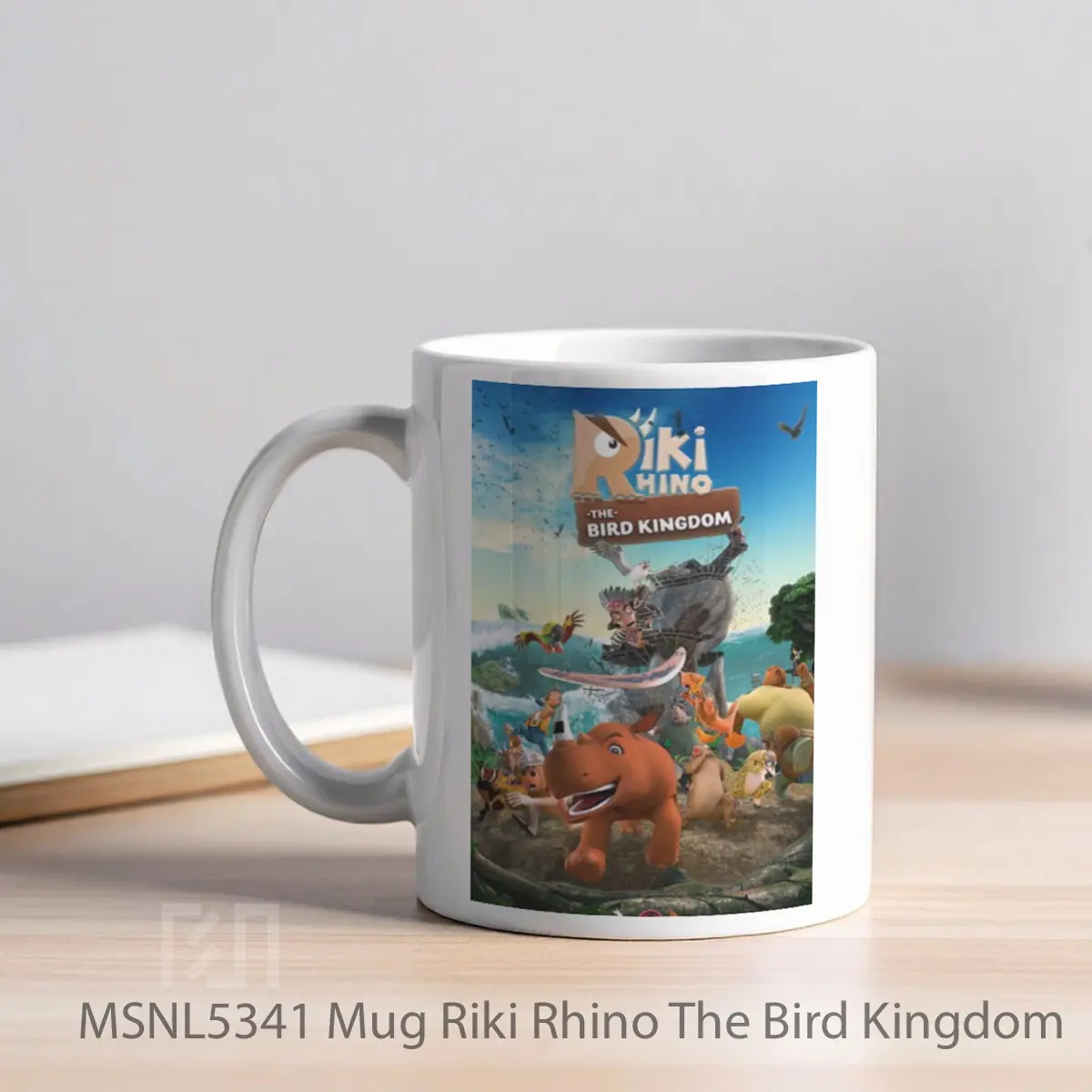 Mug Riki Rhino The Bird Kingdom Gelas Keramik Tema Film MSNL5341 - Tampak Kiri