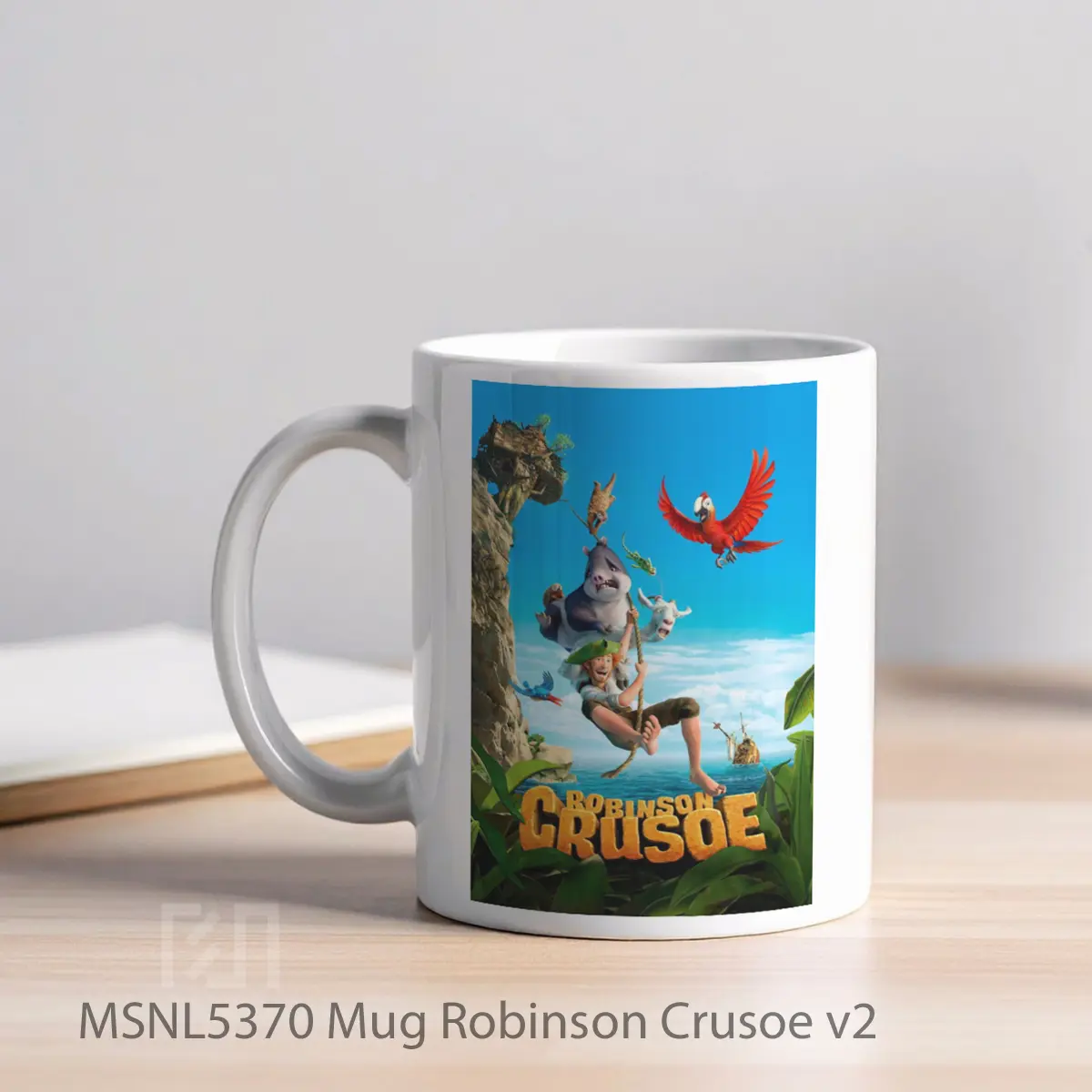 Mug Robinson Crusoe V2 Gelas Keramik Tema Film MSNL5370 - Tampak Kiri