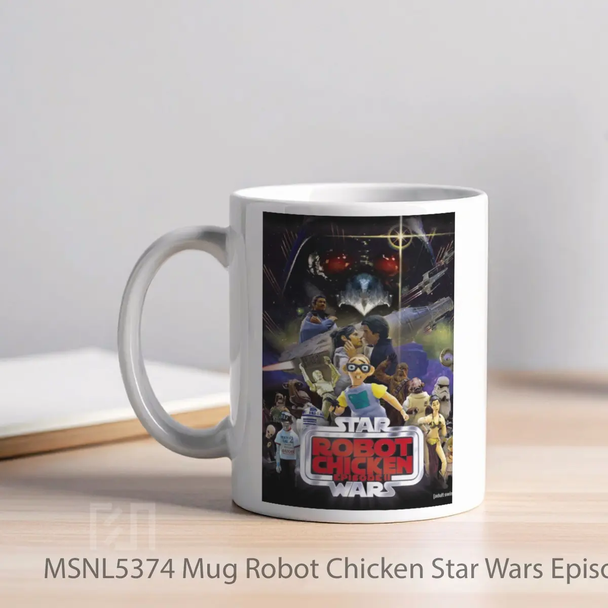 Mug Robot Chicken Star Wars Episode Ii Gelas Keramik Tema Film MSNL5374 - Tampak Kiri