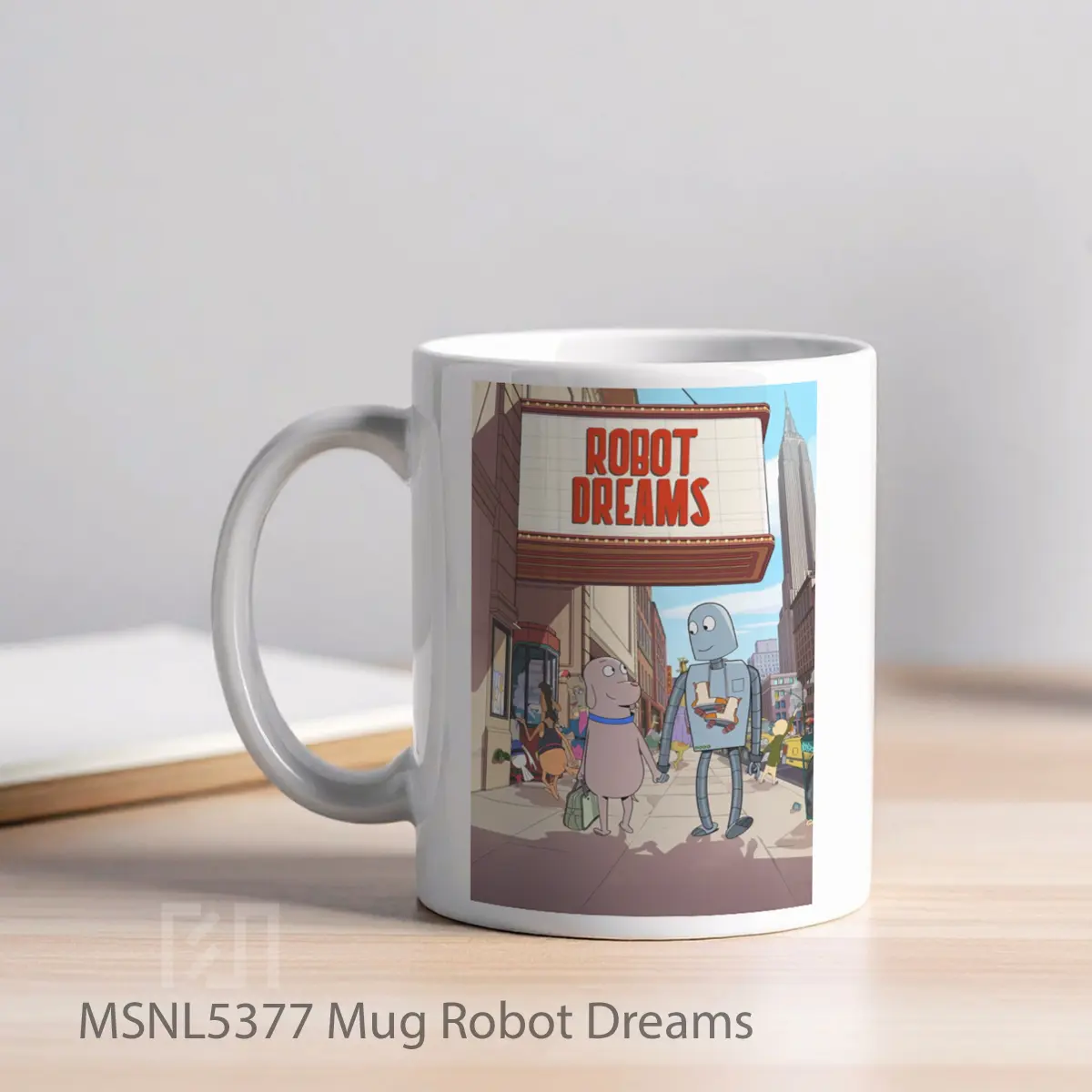 Mug Robot Dreams Gelas Keramik Tema Film MSNL5377 - Tampak Kiri