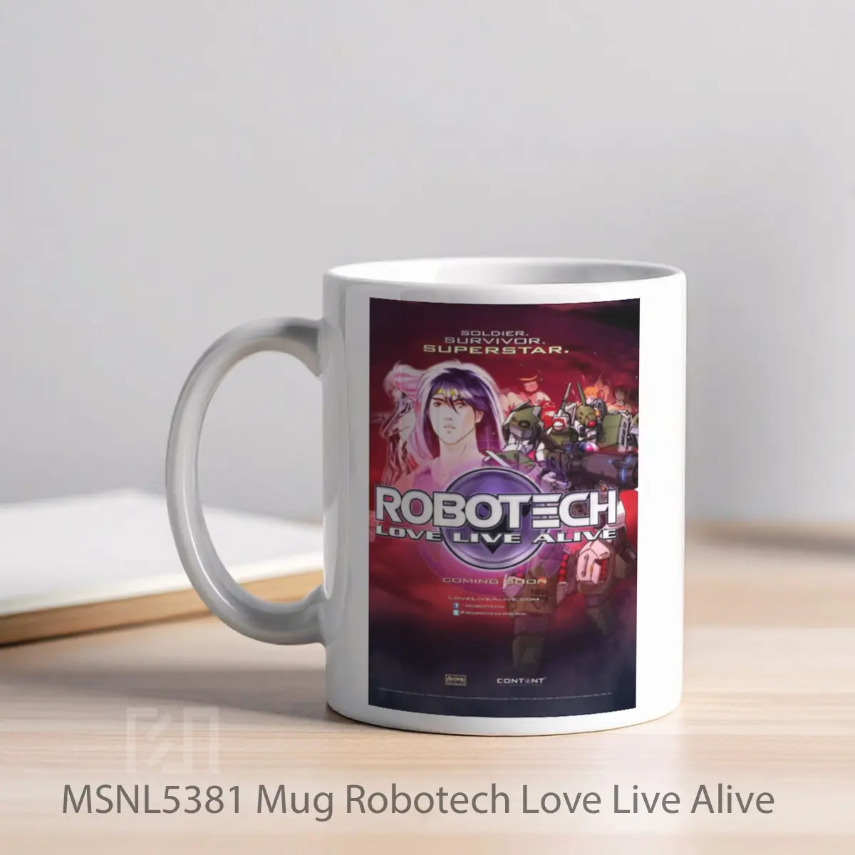 Mug Robotech Love Live Alive Gelas Keramik Tema Film MSNL5381 - Tampak Kiri