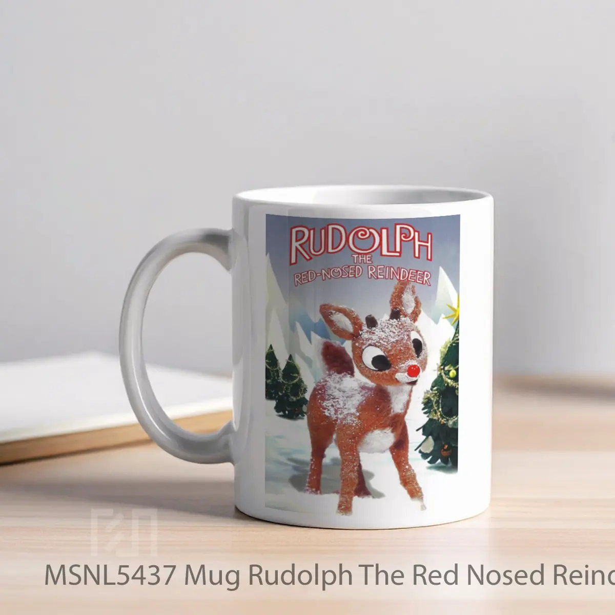 Mug Rudolph The Red Nosed Reindeer Gelas Keramik Tema Film MSNL5437 - Tampak Kiri