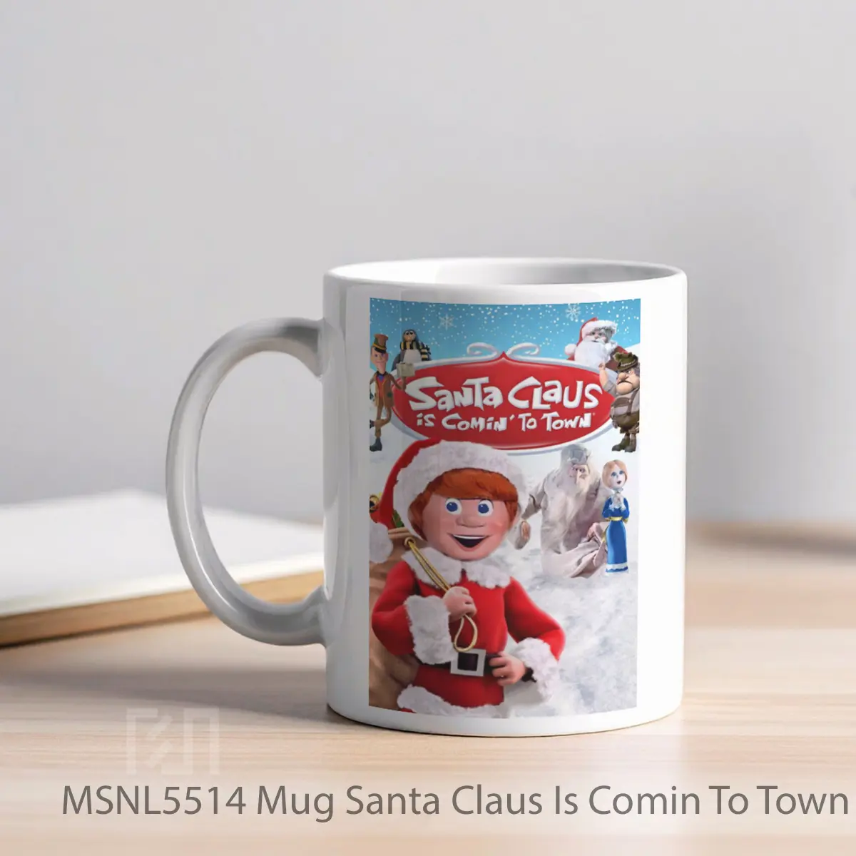 Mug Santa Claus Is Comin To Town Gelas Keramik Tema Film MSNL5514 - Tampak Kiri