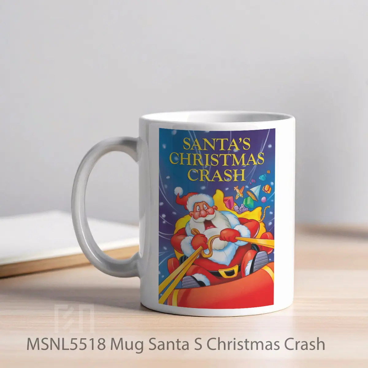 Mug Santa S Christmas Crash Gelas Keramik Tema Film MSNL5518 - Tampak Kiri