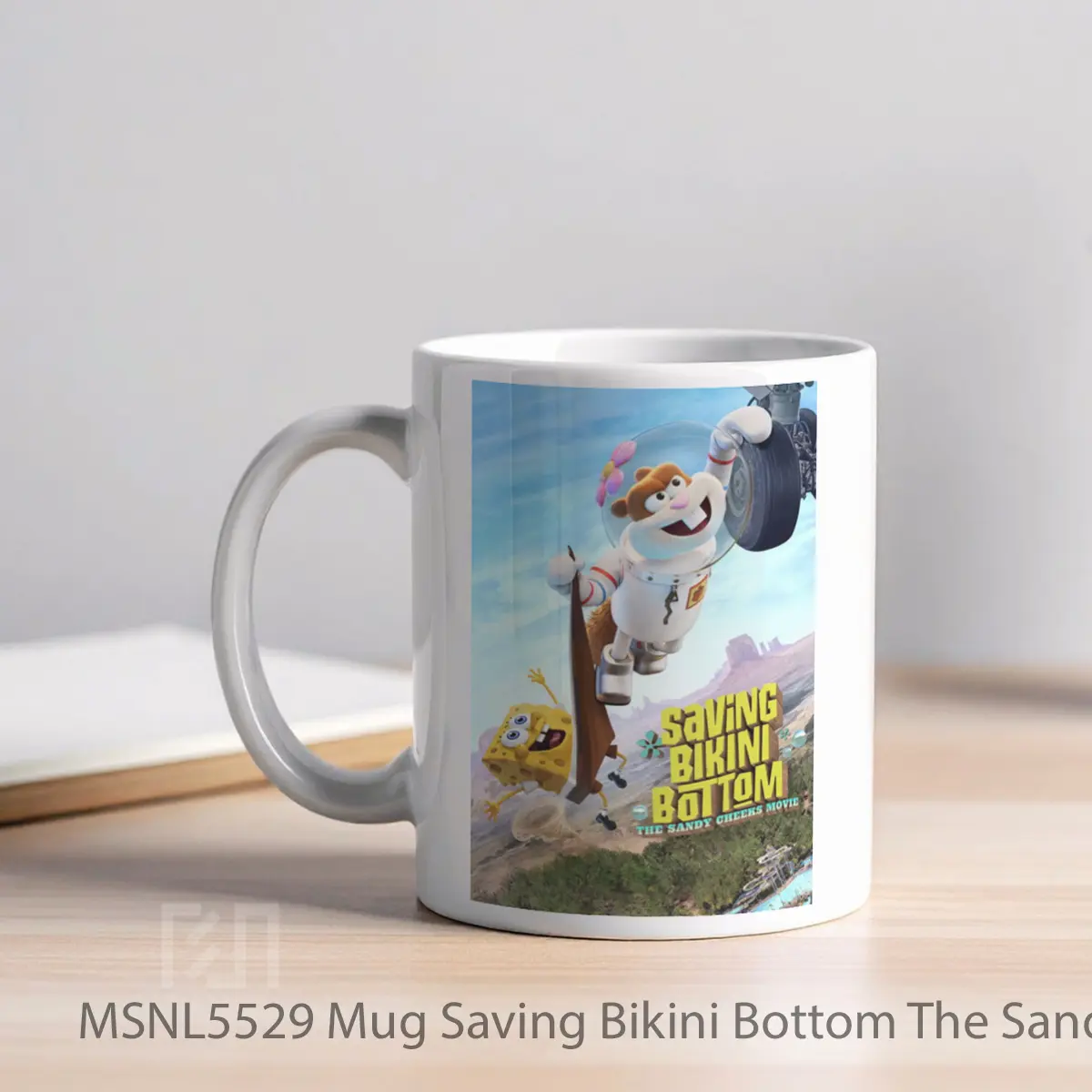 Mug Saving Bikini Bottom The Sandy Cheeks Movie Gelas Keramik Tema Film MSNL5529 - Tampak Kiri