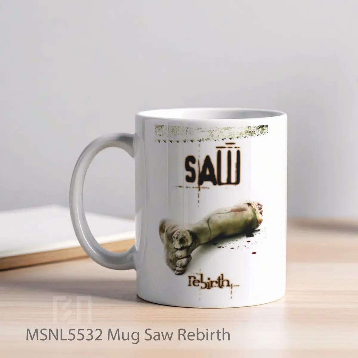 Mug Saw Rebirth Gelas Keramik Tema Film MSNL5532 - Tampak Kiri