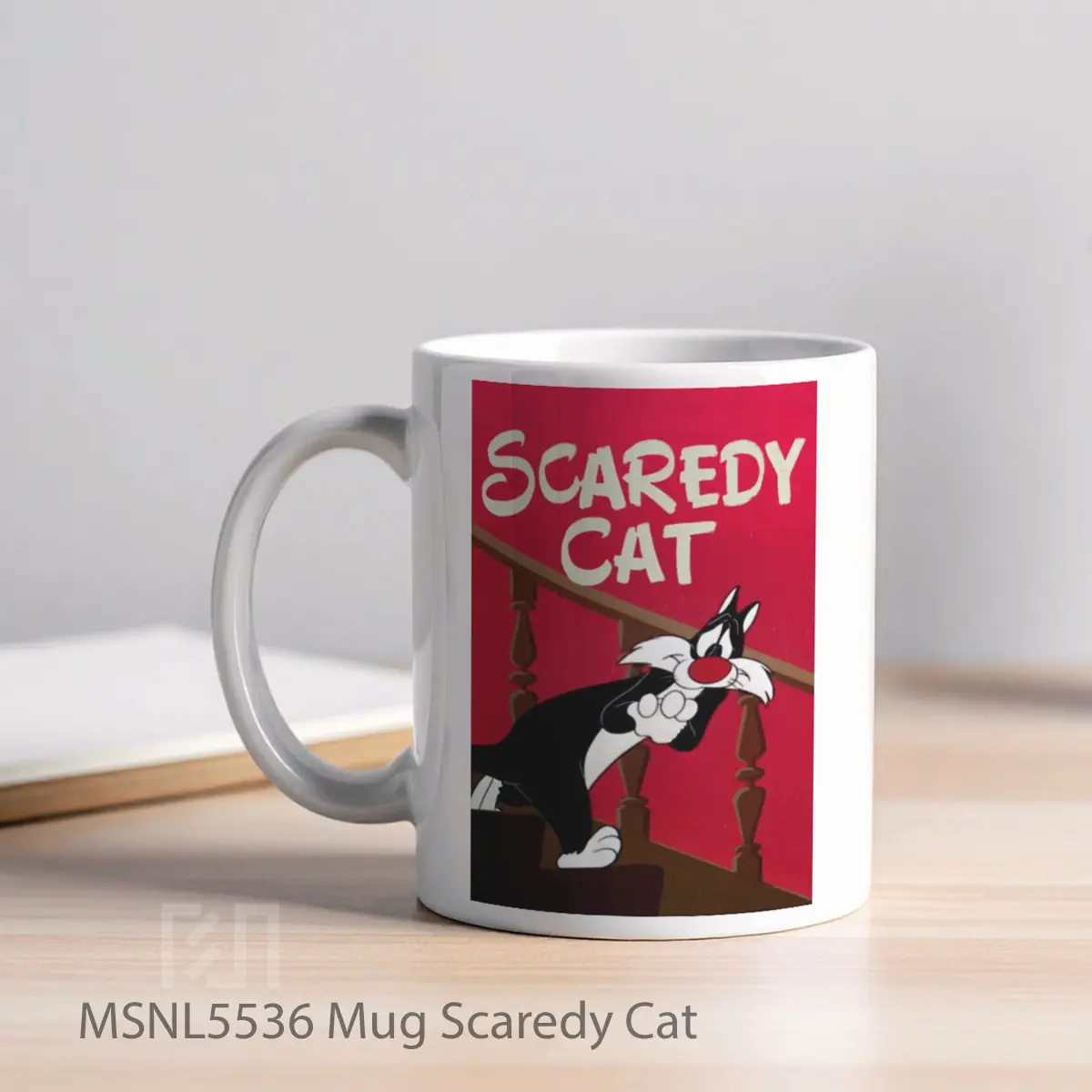 Mug Scaredy Cat Gelas Keramik Tema Film MSNL5536 - Tampak Kiri