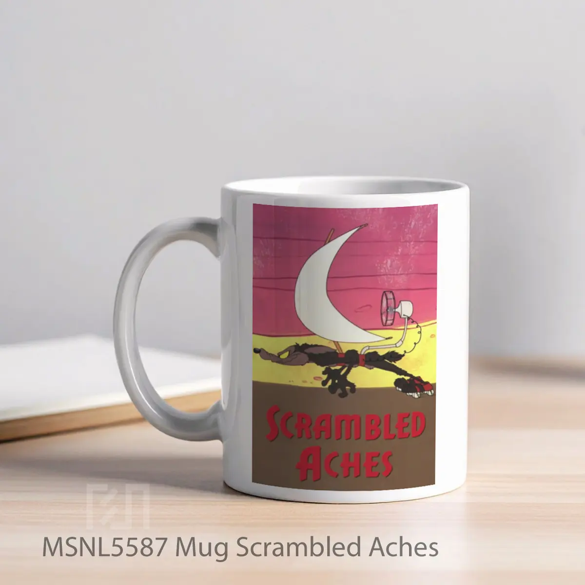 Mug Scrambled Aches Gelas Keramik Tema Film MSNL5587 - Tampak Kiri