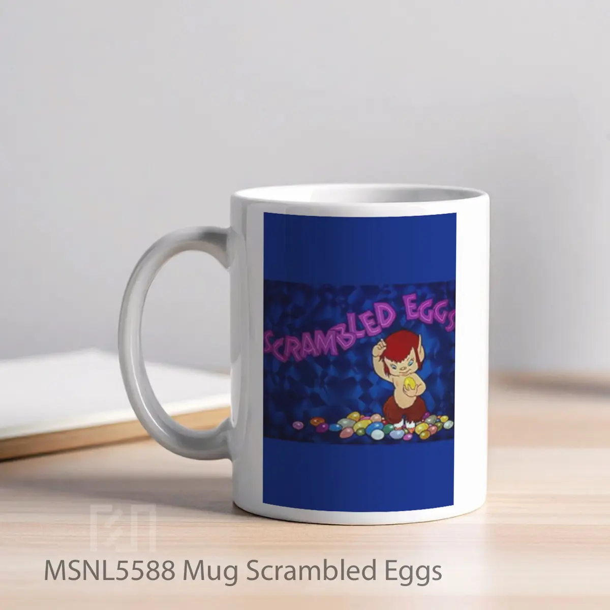Mug Scrambled Eggs Gelas Keramik Tema Film MSNL5588 - Tampak Kiri