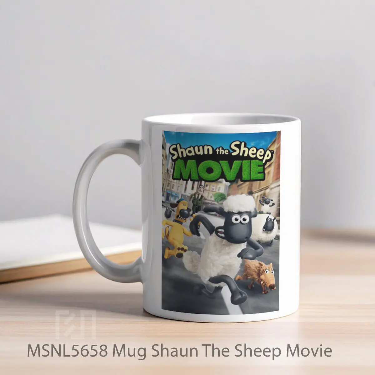Mug Shaun The Sheep Movie Gelas Keramik Tema Film MSNL5658 - Tampak Kiri