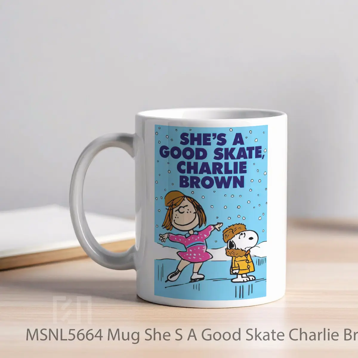 Mug She S A Good Skate Charlie Brown Gelas Keramik Tema Film MSNL5664 - Tampak Kiri