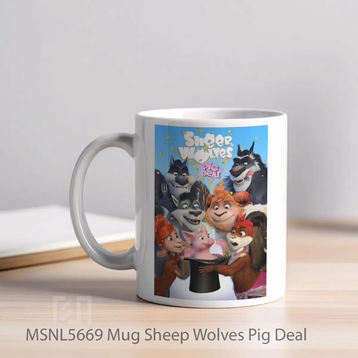 Mug Sheep Wolves Pig Deal Gelas Keramik Tema Film MSNL5669 - Tampak Kiri