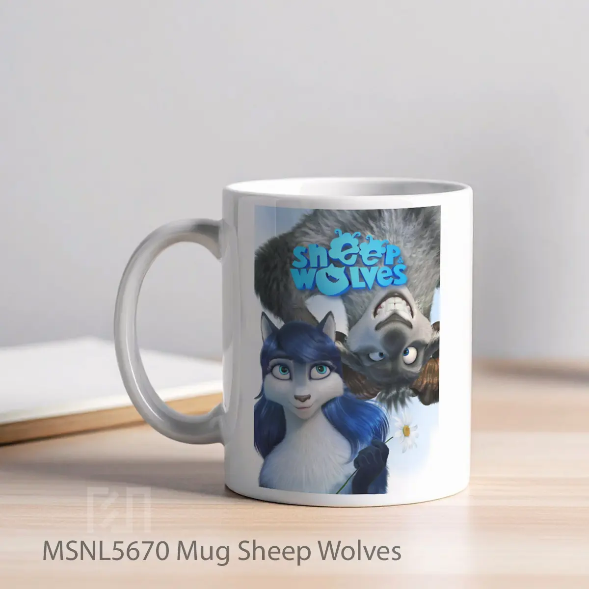 Mug Sheep Wolves Gelas Keramik Tema Film MSNL5670 - Tampak Kiri
