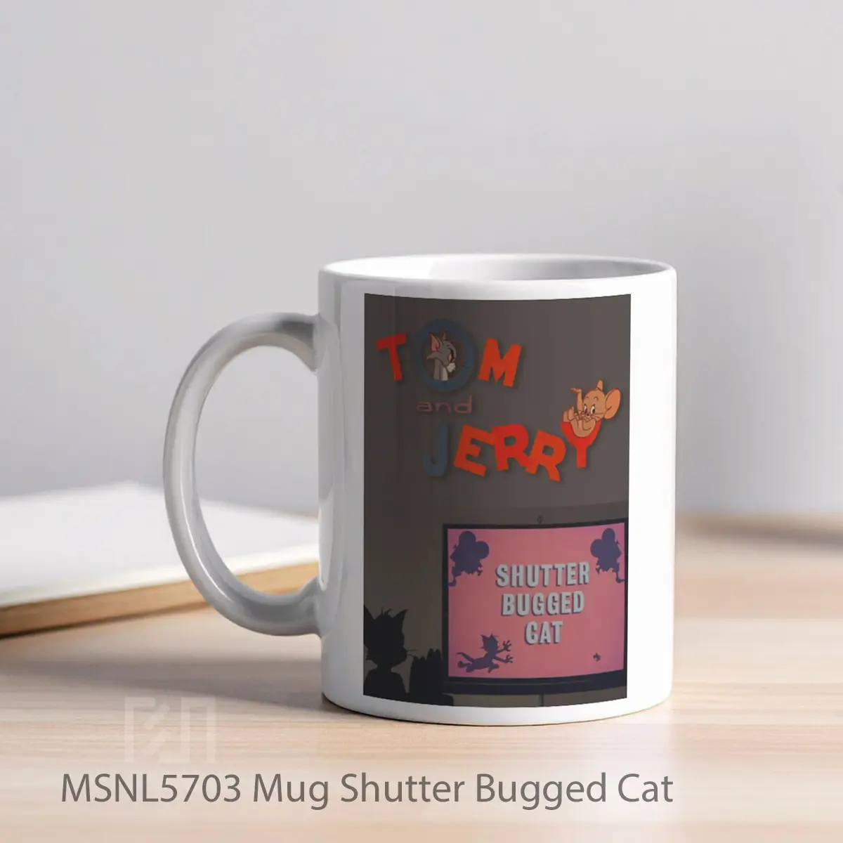 Mug Shutter Bugged Cat Gelas Keramik Tema Film MSNL5703 - Tampak Kiri