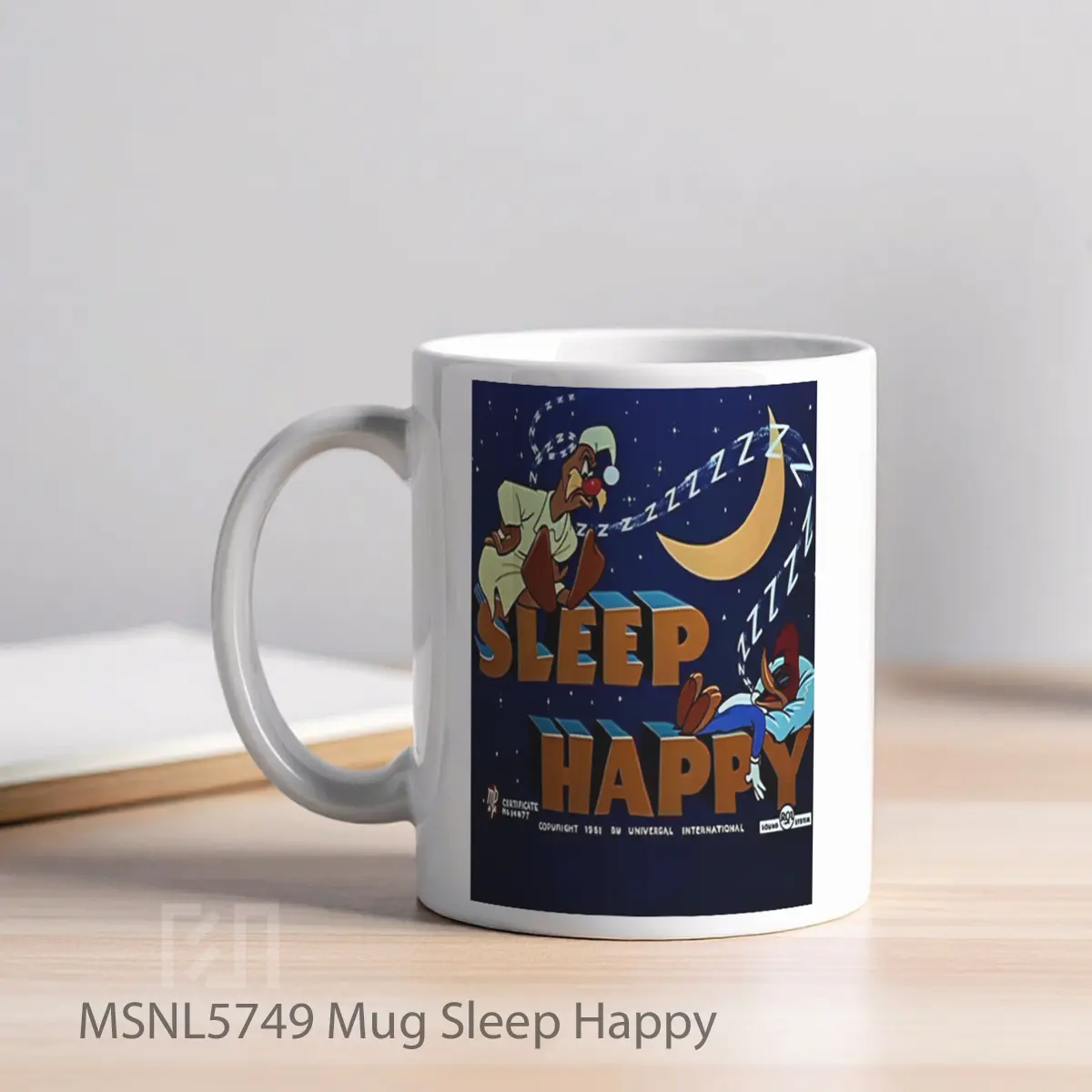 Mug Sleep Happy Gelas Keramik Tema Film MSNL5749 - Tampak Kiri