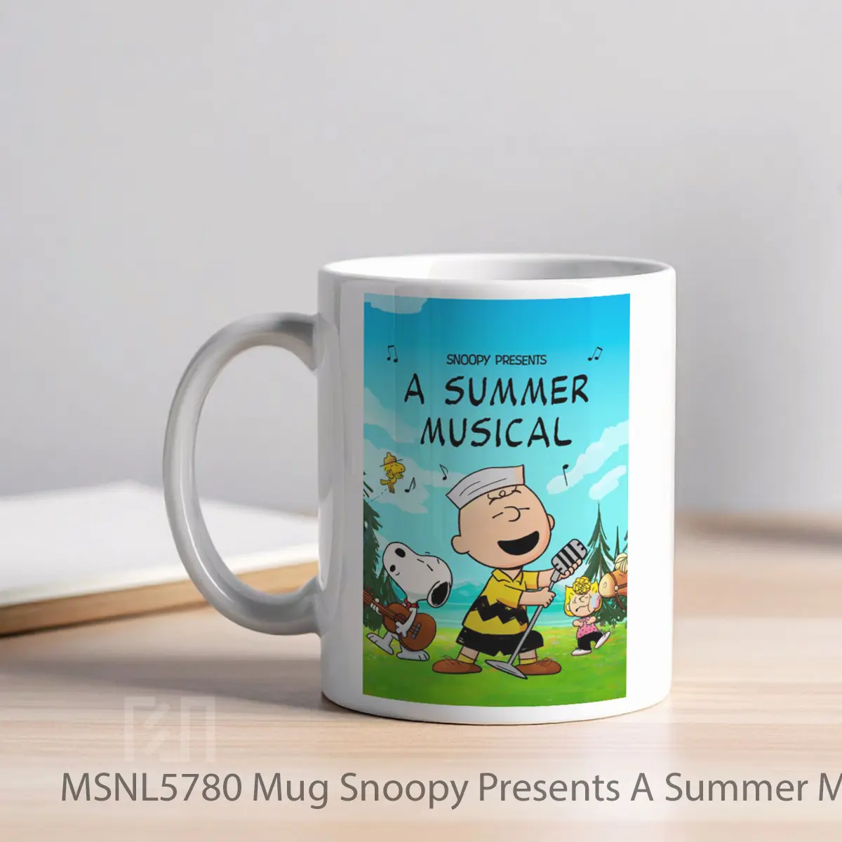 Mug Snoopy Presents A Summer Musical Gelas Keramik Tema Film MSNL5780 - Tampak Kiri