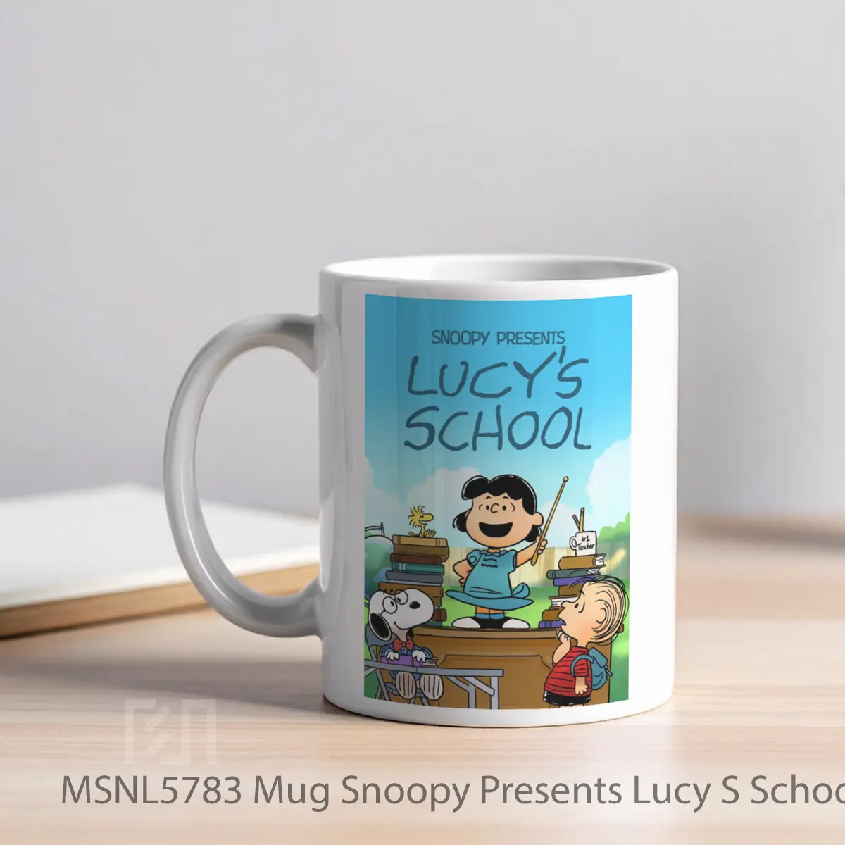 Mug Snoopy Presents Lucy S School Gelas Keramik Tema Film MSNL5783 - Tampak Kiri