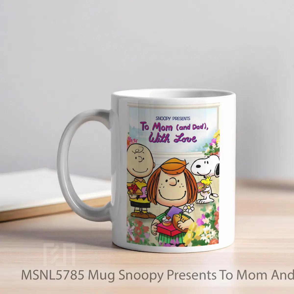 Mug Snoopy Presents To Mom And Dad With Love Gelas Keramik Tema Film MSNL5785 - Tampak Kiri