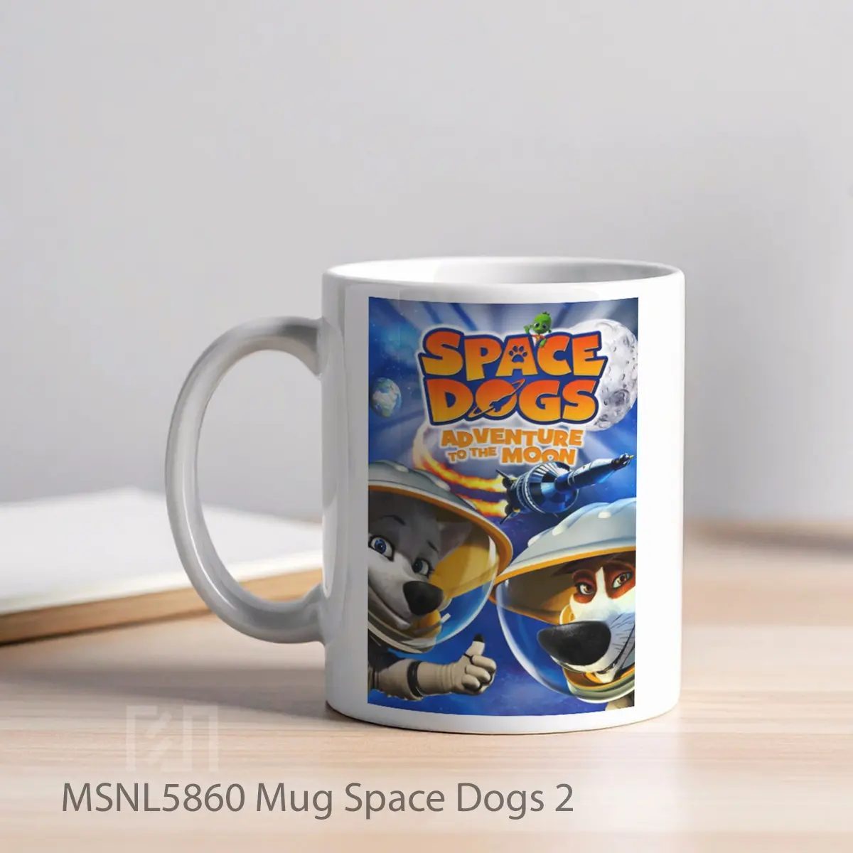 Mug Space Dogs 2 Gelas Keramik Tema Film MSNL5860 - Tampak Kiri