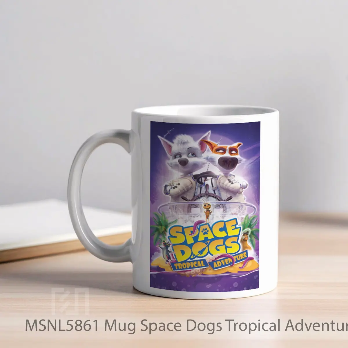 Mug Space Dogs Tropical Adventure Gelas Keramik Tema Film MSNL5861 - Tampak Kiri