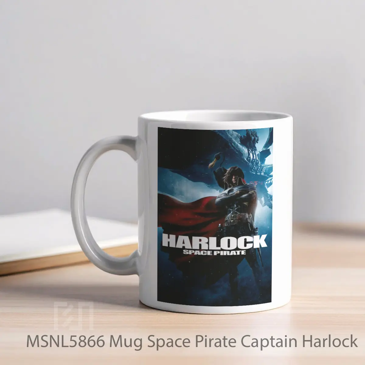 Mug Space Pirate Captain Harlock Gelas Keramik Tema Film MSNL5866 - Tampak Kiri