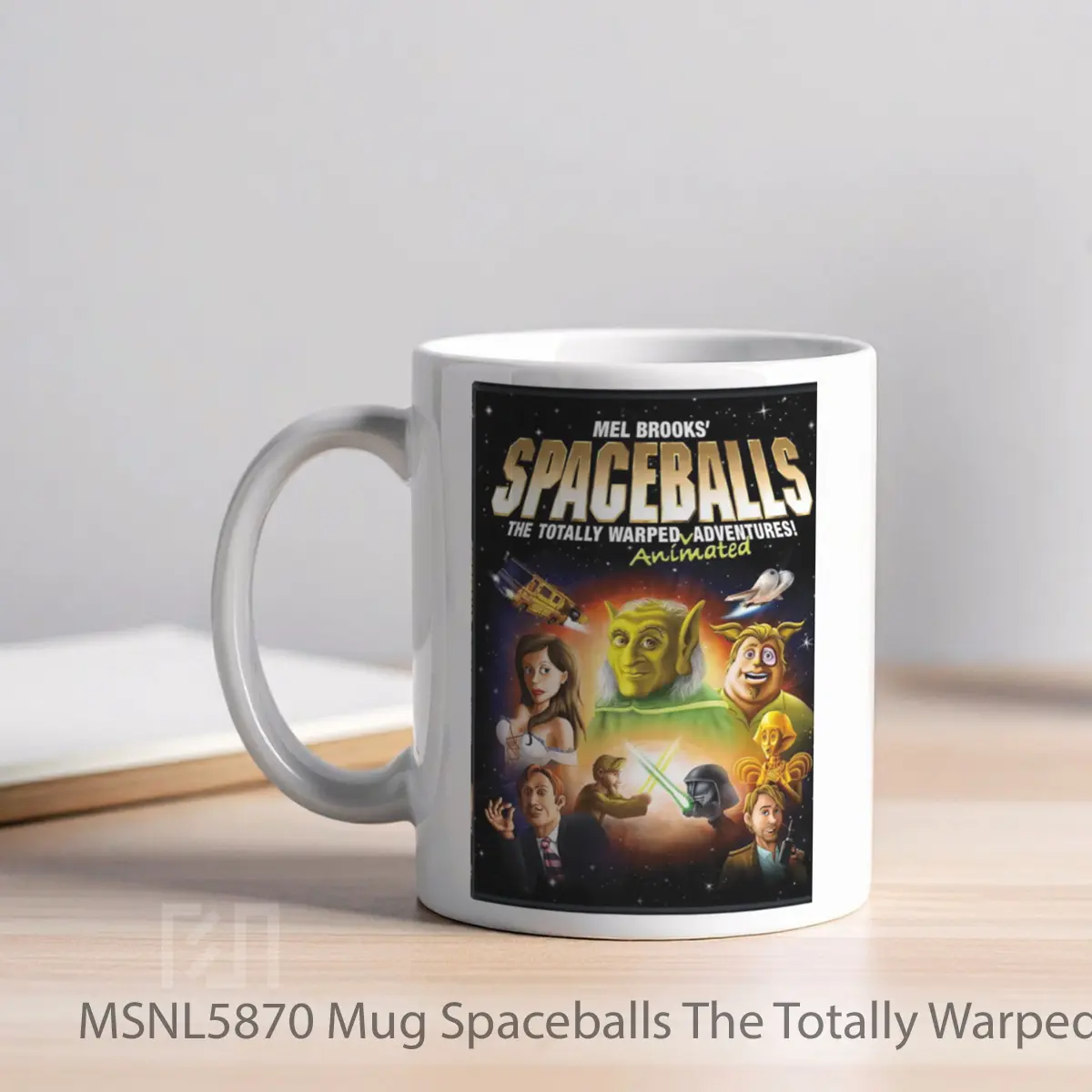 Mug Spaceballs The Totally Warped Animated Adventures Gelas Keramik Tema Film MSNL5870 - Tampak Kiri