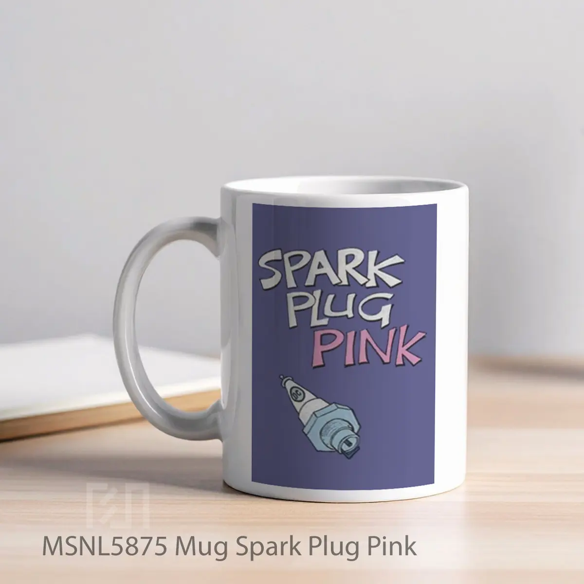 Mug Spark Plug Pink Gelas Keramik Tema Film MSNL5875 - Tampak Kiri