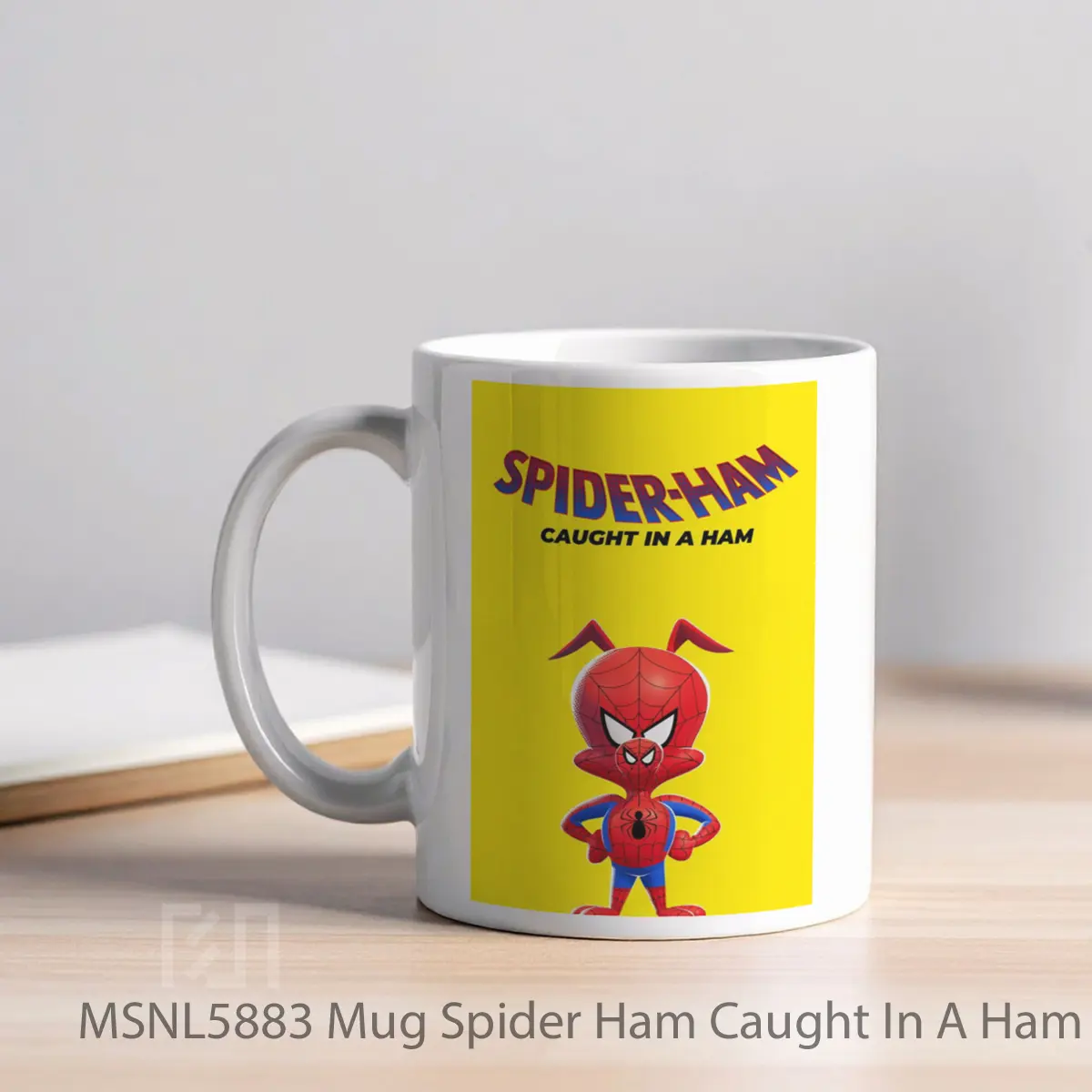 Mug Spider Ham Caught In A Ham Gelas Keramik Tema Film MSNL5883 - Tampak Kiri