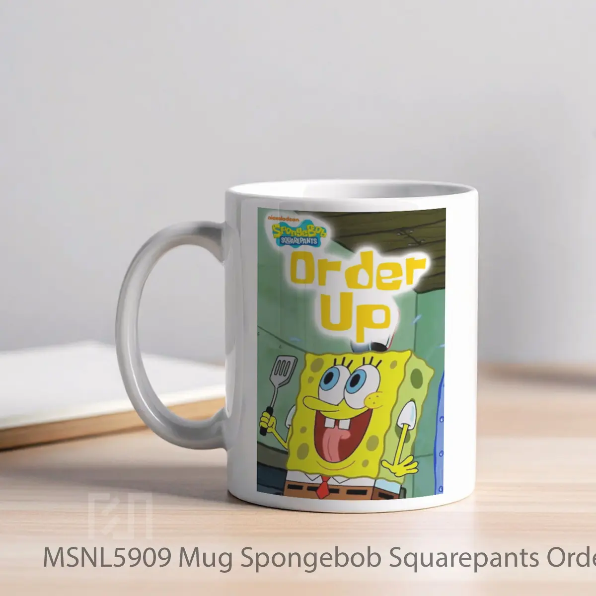 Mug Spongebob Squarepants Order Up Gelas Keramik Tema Film MSNL5909 - Tampak Kiri